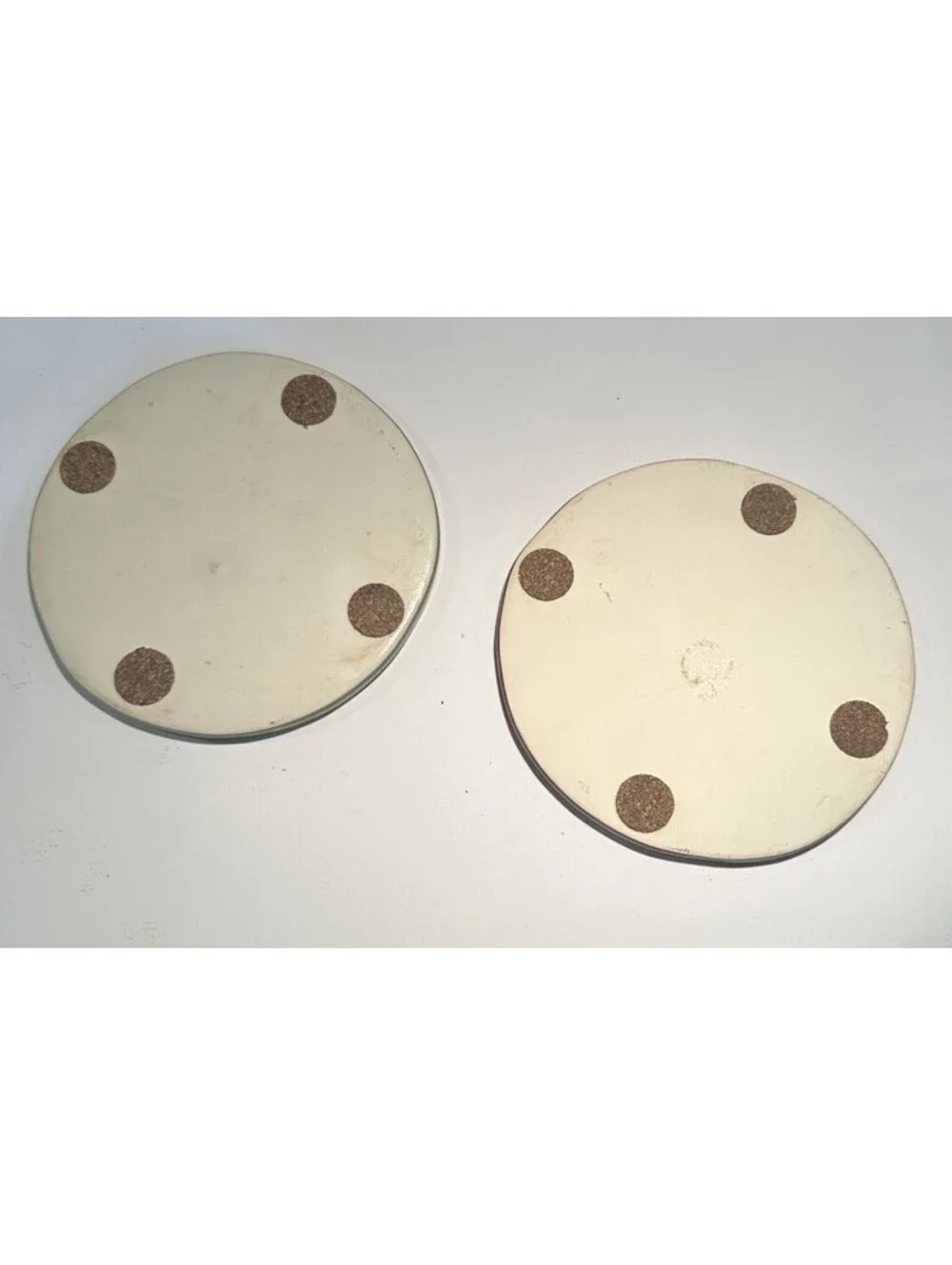 Set of 2 Vintage Abstract Ceramic Coasters Round Art Pottery Drink Coasters 4